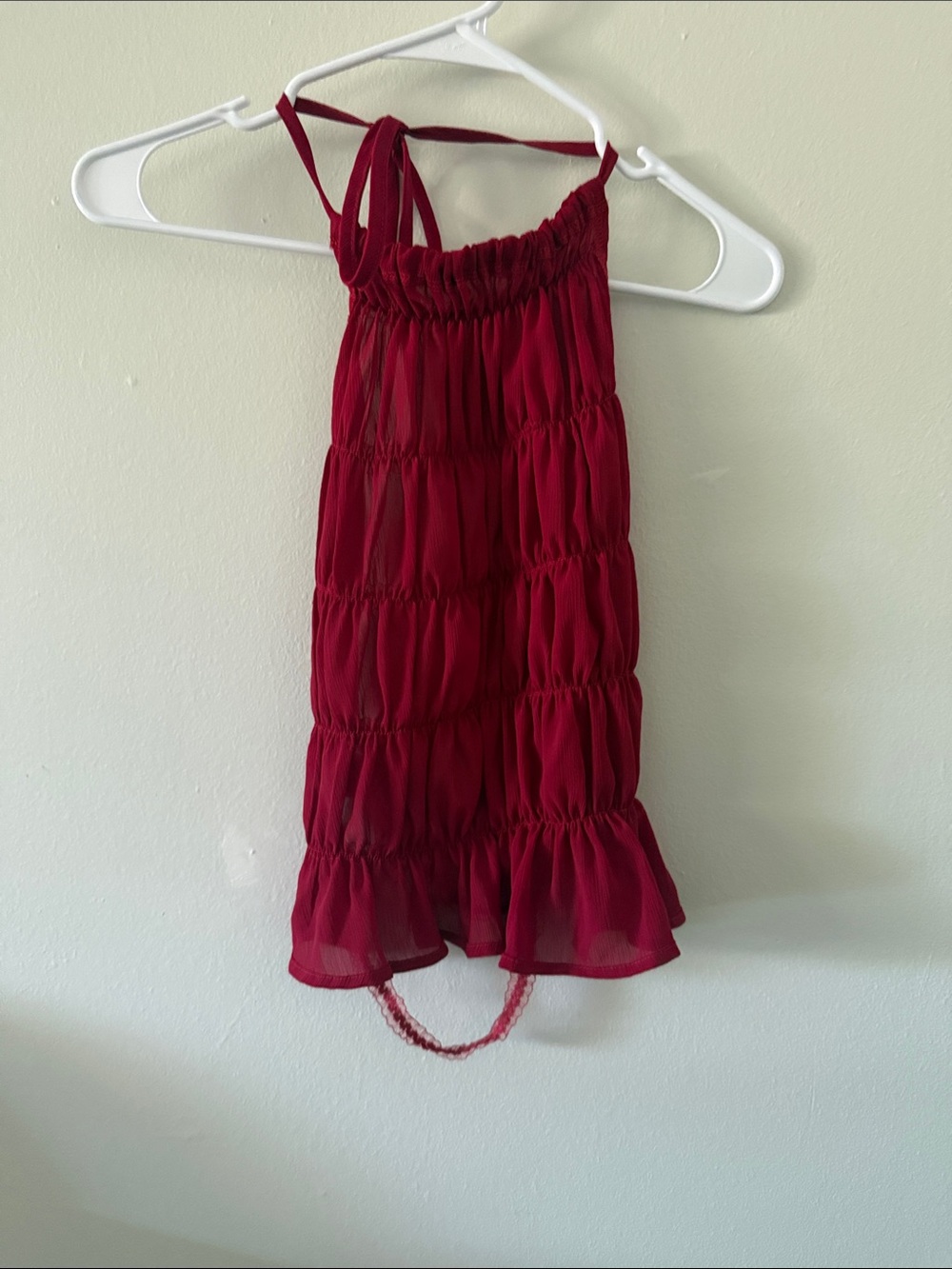 Girls Red Ruffled Halter Dress
